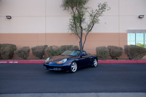 2000 Porsche Boxster 5-speed manual w/ only 41k miles, clean Carfax, 2 keys, books, tools, 17" 996 Carrera-look twist-spoke wheels, Ocean Blue Metallic (code L3AZ)